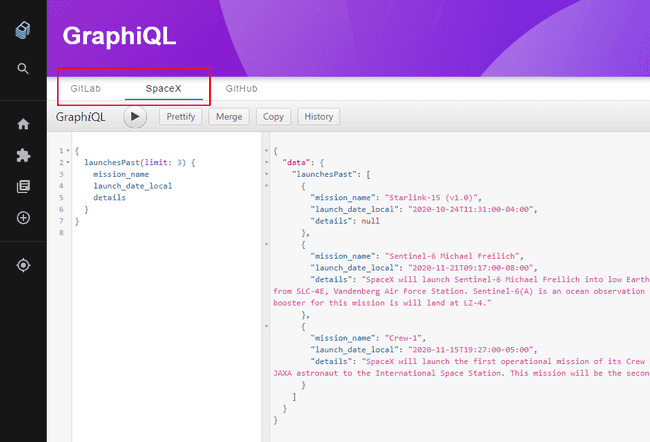 Multiple GraphQL APIs in GraphiQL